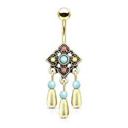 Piercing Nombril Tribal Perles Doré PVD 10 mm | Piercing Street