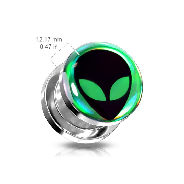 Tunnel Oreille Acier 316L Motif Hologramme Alien – 6 à 16 mm | Piercing Street