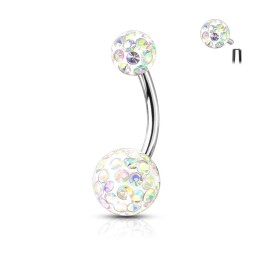 Piercing Nombril Acier 316L Cristaux Ferido Aurore Boréale | Piercing Street