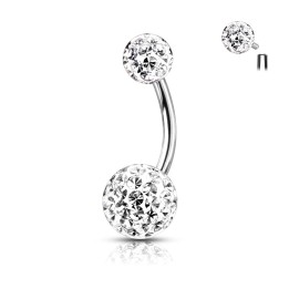 Piercing Nombril Acier 316L Cristaux Ferido Blancs | Piercing Street