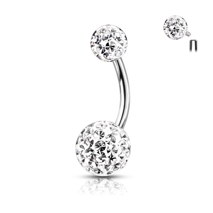 Piercing Nombril Acier 316L Cristaux Ferido Blancs | Piercing Street