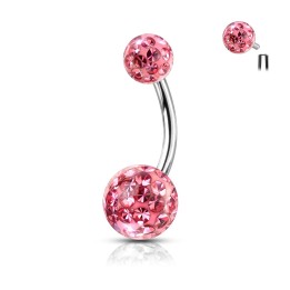 Piercing Nombril Acier 316L Cristaux Ferido Roses | Piercing Street