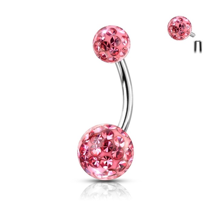 Piercing Nombril Acier 316L Cristaux Ferido Roses | Piercing Street