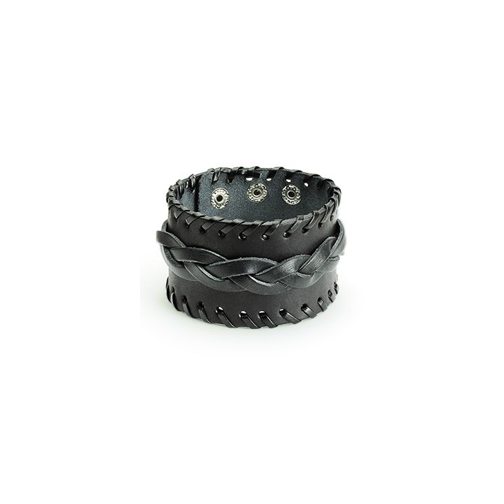 Bracelet homme cuir noir large
