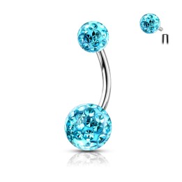 Piercing Nombril Acier 316L Cristaux Ferido Aqua | Piercing Street