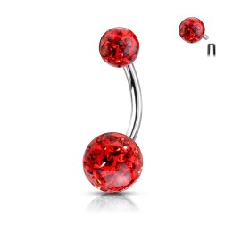 Piercing Nombril Acier 316L Cristaux Ferido Rouges | Piercing Street