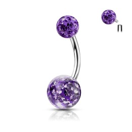 Piercing Nombril Acier 316L Cristaux Ferido Tanzanite | Piercing Street
