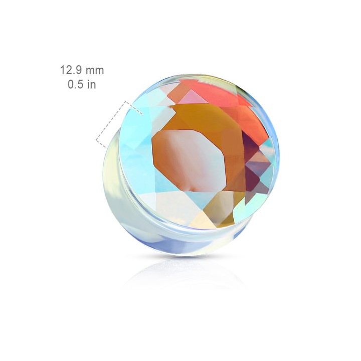 Plug Oreille Verre Irisé Facetté Double Évasement – 8 à 16 mm | Piercing Street