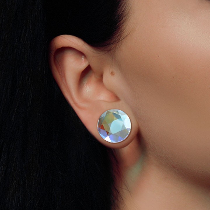 Plug Oreille Verre Irisé Facetté Double Évasement – 8 à 16 mm | Piercing Street