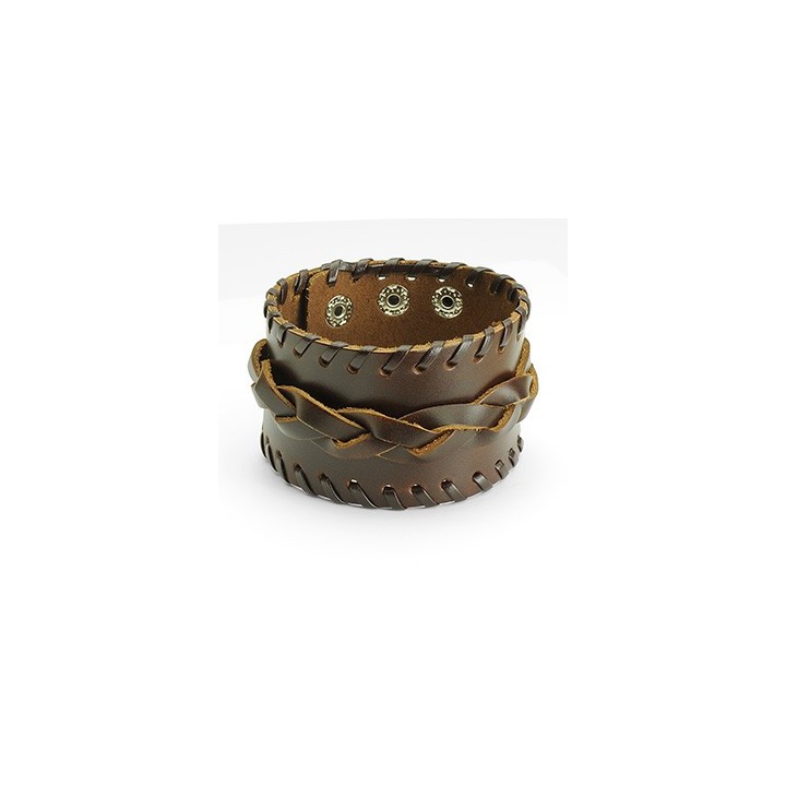 Bracelet homme cuir marron large