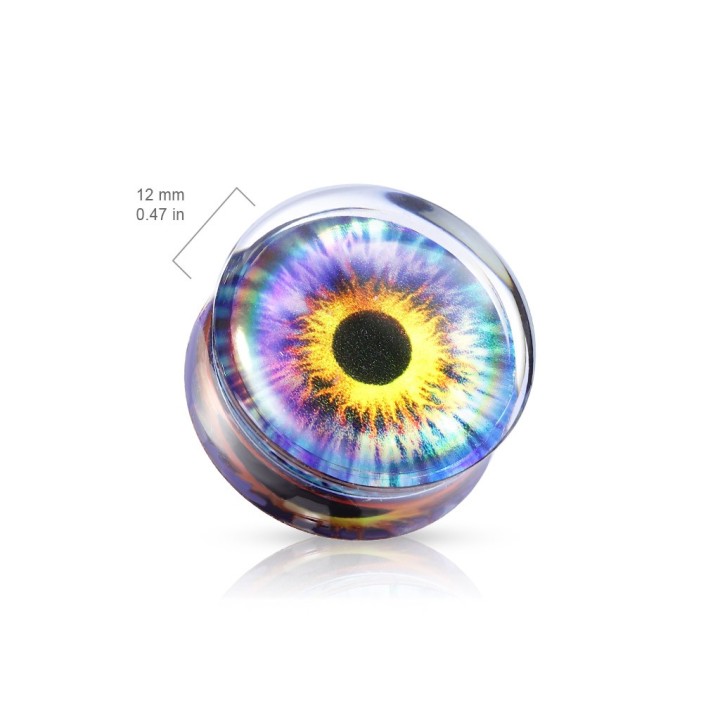 Plug Oreille Acrylique Transparent Motif Œil Violet – 8 à 25 mm | Piercing Street