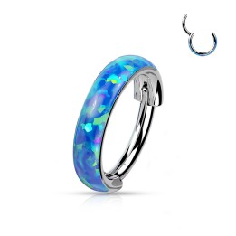 Piercing Cartilage Hélix Conch Clicker Titane ASTM F136 – Opale Synthétique Bleue | Piercing Street