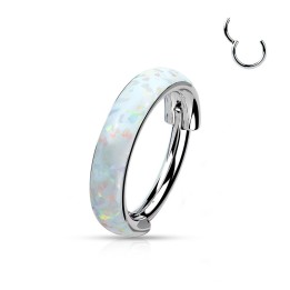 Piercing Cartilage Hélix Conch Clicker Titane ASTM F136 – Opale Synthétique Blanche | Piercing Street