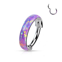 Piercing Cartilage Hélix Conch Clicker Titane ASTM F136 – Opale Synthétique Violette | Piercing Street