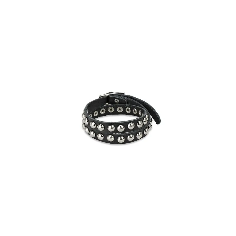 Bracelet cuir noir dômes Bracelet cuir noir dômes