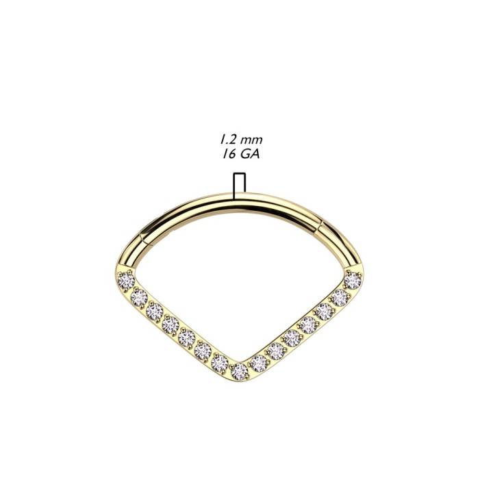 Anneau clicker daith et septum en titane forme chevron - Dimensions