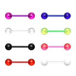 Lot de 7 Piercing langue bioflex billes UV
