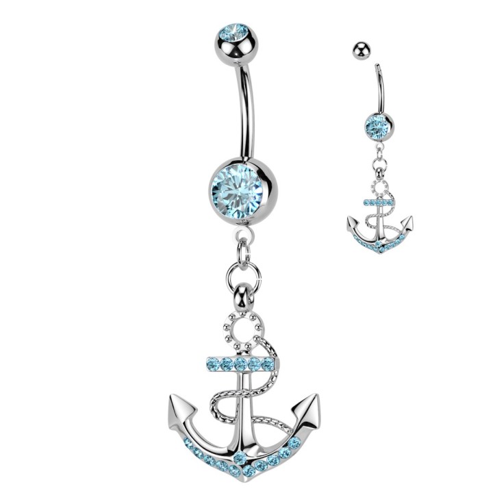 Piercing nombril ancre et corde