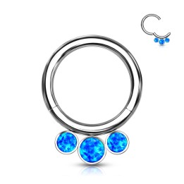 Anneau clicker titane opales bleues | Septum & Daith