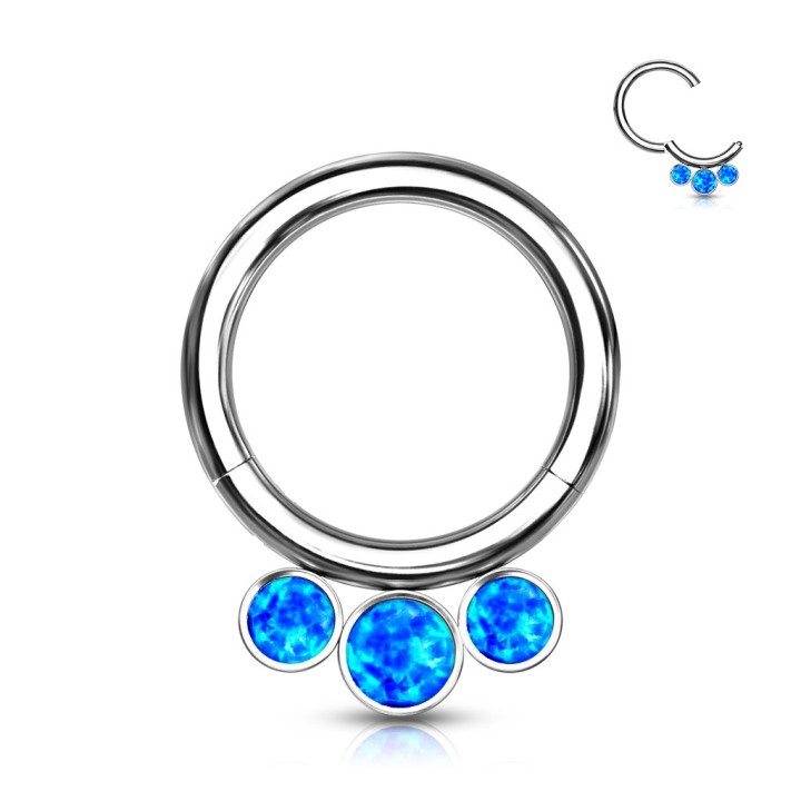 Anneau clicker titane opales bleues | Septum & Daith