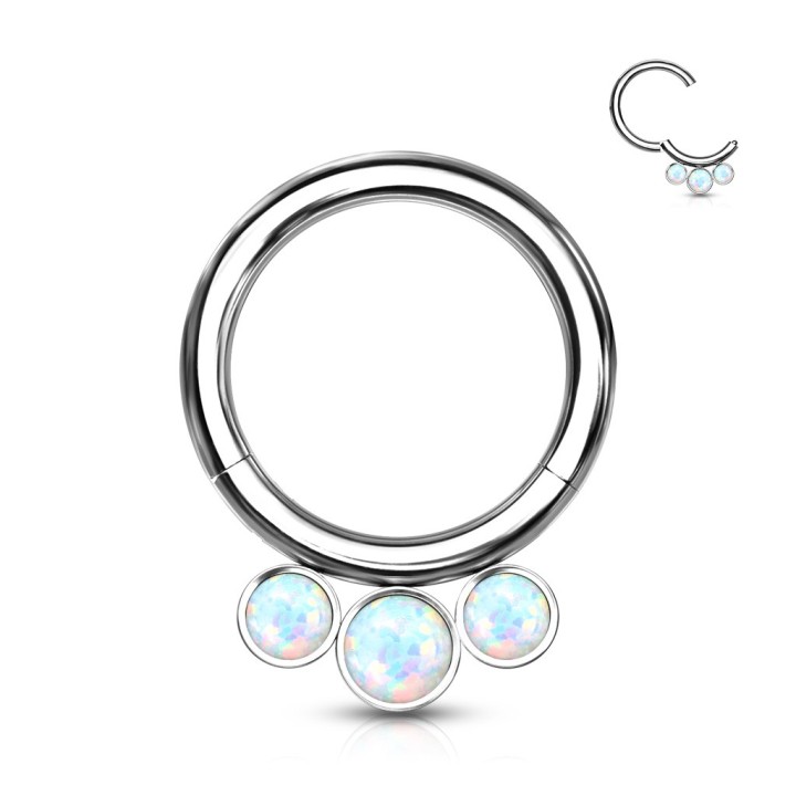 Anneau clicker titane opales blanches | Septum & Daith