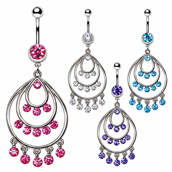 Piercing nombril pendentif chandelier rond