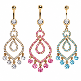 Piercing nombril plaqué or chandelier feuille
