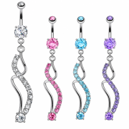 Piercing nombril pendentif spirale gemmes
