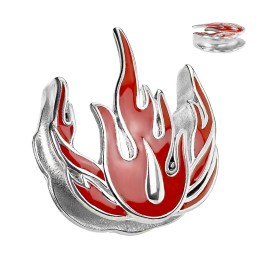Ear spreader en Acier 316L – Motif Flammes Rouges - autres vues