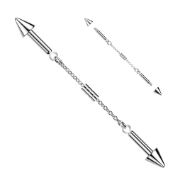 Piercing Industriel Barbell Argenté – Connecteur Chaînette & Embouts Pointe | Piercing Street