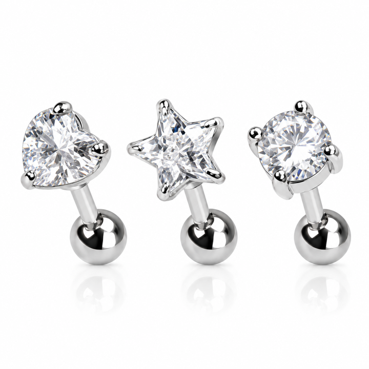 Lot de 3 piercing cartilage pierre claire