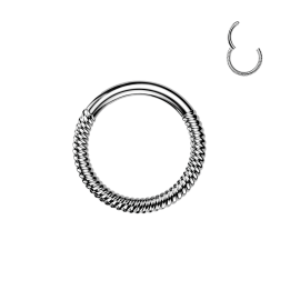 Anneau Clicker Oreille Acier Argenté – Motif Tressé | Piercing Street
