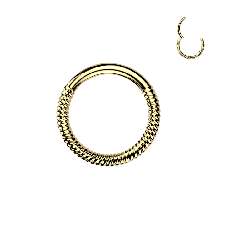 Anneau Clicker Oreille Acier Doré PVD – Motif Tressé | Piercing Street