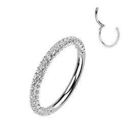 Piercing oreille anneau segment titane G23 strass 3 faces