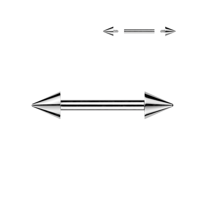 Piercing Téton Barbell Titane ASTM F136 Argenté – Embouts Pointe Conique | Piercing Street