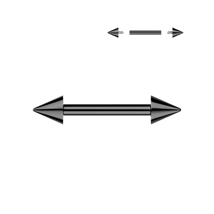 Piercing Téton Barbell Titane ASTM F136 Noir PVD – Embouts Pointe Conique | Piercing Street
