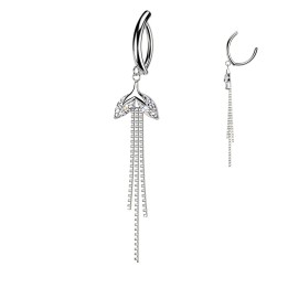Piercing Nombril Anneau Clicker Argenté – Zircon Marquise & Triple Chaînette | Piercing Street