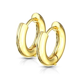 Boucles d'oreilles créoles épaisses acier doré - diamètre 12 mm