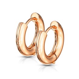 Boucles d'oreilles créoles épaisses acier rosé - diamètre 12 mm