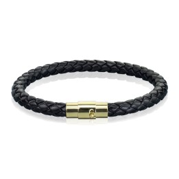 Bracelet Cordon Bolo Tressé Noir – Fermoir Magnétique Acier Doré PVD | Piercing Street