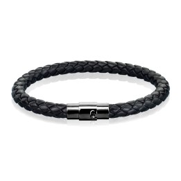 Bracelet Cordon Bolo Tressé Noir – Fermoir Magnétique Acier Noir PVD | Piercing Street