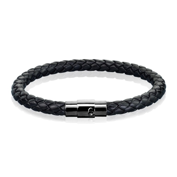 Bracelet Cordon Bolo Tressé Noir – Fermoir Magnétique Acier Noir PVD | Piercing Street
