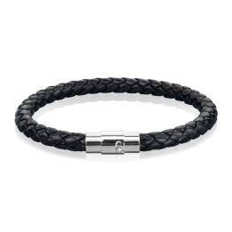 Bracelet Cordon Bolo Tressé Noir – Fermoir Magnétique Acier Argenté | Piercing Street