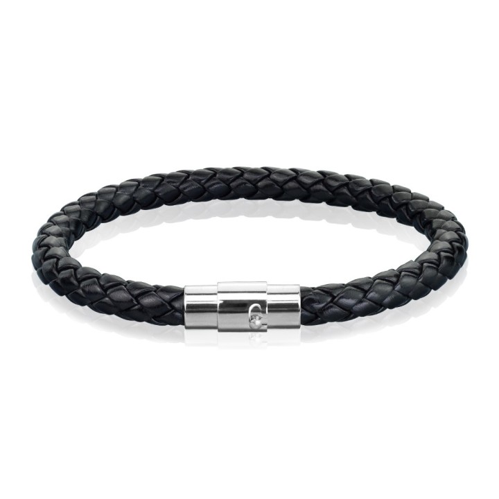 Bracelet Cordon Bolo Tressé Noir – Fermoir Magnétique Acier Argenté | Piercing Street