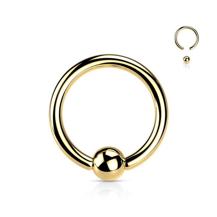 Anneau à Bille Captive Titane ASTM F136 Doré PVD – Hélix & Cartilage | Piercing Street