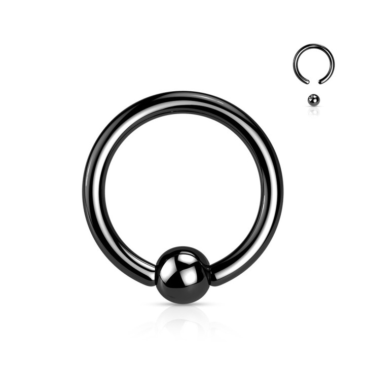 Anneau à Bille Captive Titane ASTM F136 Noir PVD – Hélix & Cartilage | Piercing Street