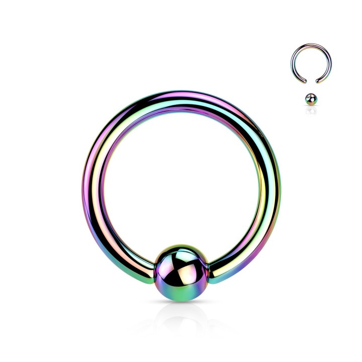 Anneau à Bille Captive Titane ASTM F136 Arc-en-Ciel – Hélix & Cartilage | Piercing Street