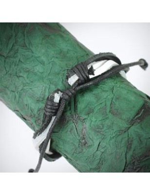 Bracelet Homme en Cuir noir et blanc 5 Brins