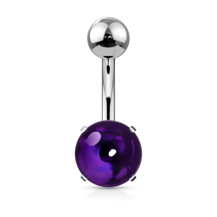Piercing Nombril Acier chirurgical 316L Cabochon Violet