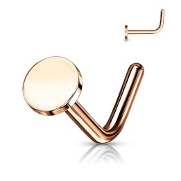Piercing Nez en L Acier 316L Rose Gold PVD – Embout Plat Circulaire | Piercing Street